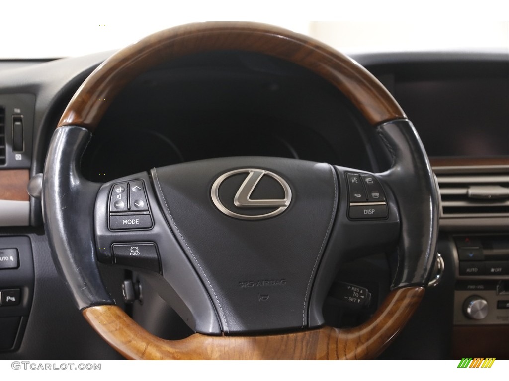 2013 Lexus LS 460 L AWD Black and Saddle Tan/Matte Dark Brown Ash Burl Steering Wheel Photo #144419806