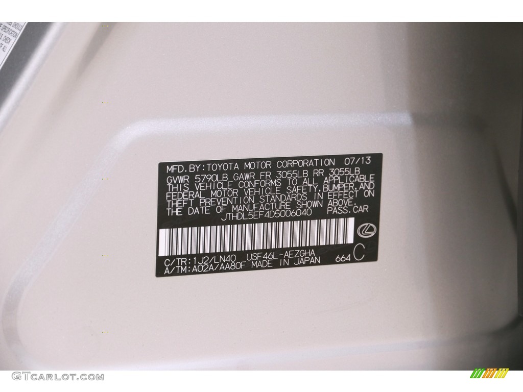2013 LS Color Code 1J2 for Liquid Platinum Photo #144420037