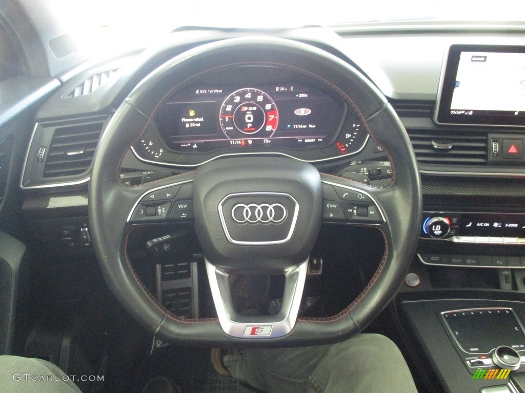 2018 Audi SQ5 3.0 TFSI Premium Plus Magma Red Steering Wheel Photo #144422765
