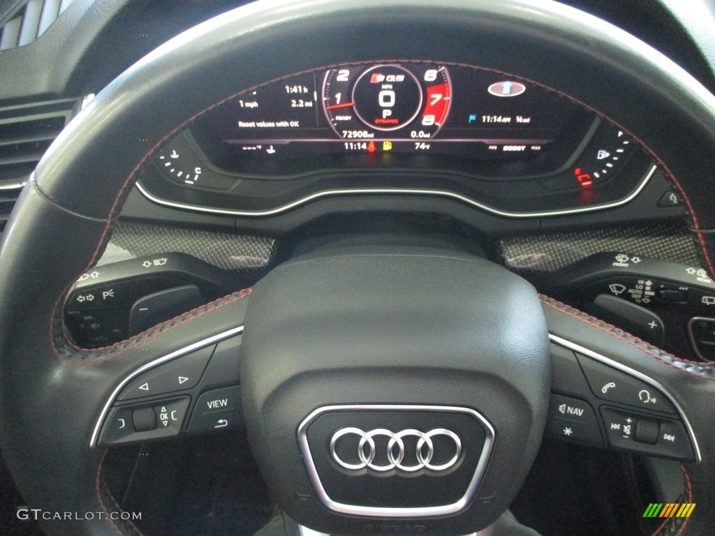 2018 Audi SQ5 3.0 TFSI Premium Plus Magma Red Steering Wheel Photo #144422777