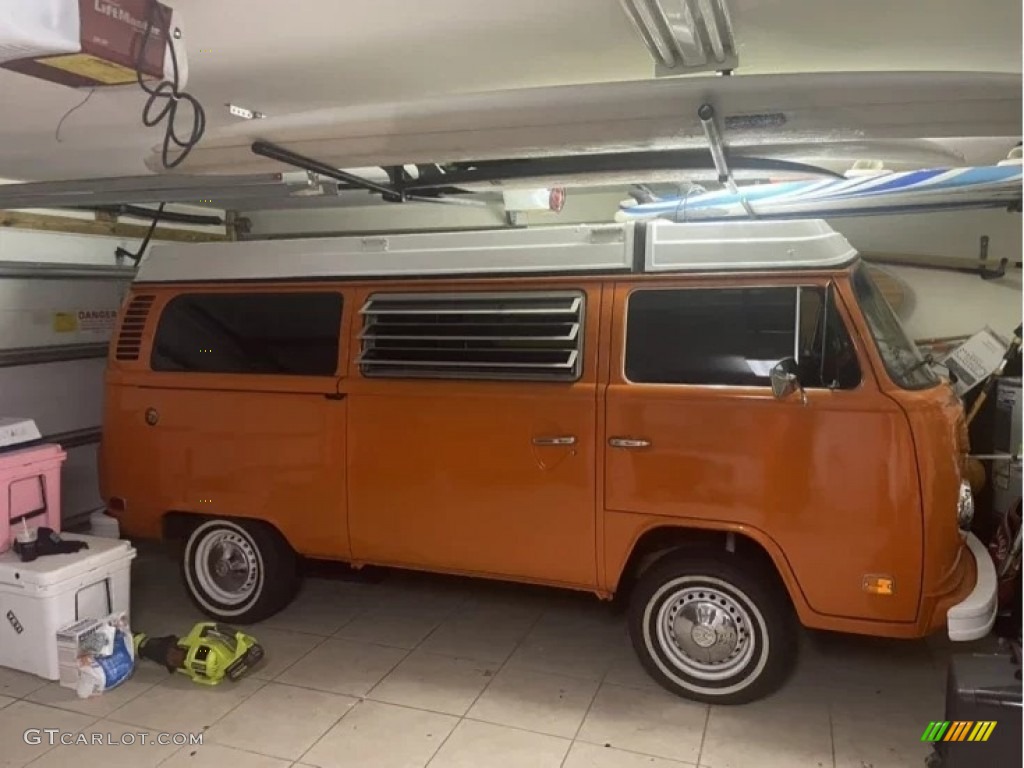 Brilliant Orange 1974 Volkswagen Bus T2 Campmobile Exterior Photo #144423681