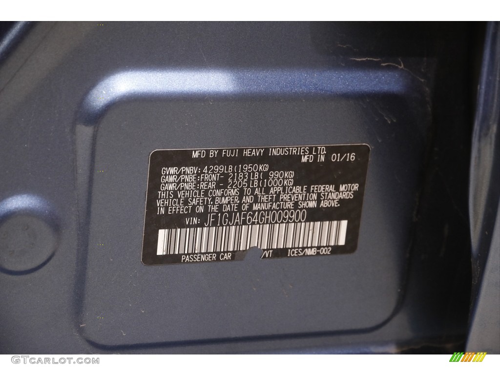 2016 Impreza 2.0i Premium 4-door - Quartz Blue Pearl / Black photo #22