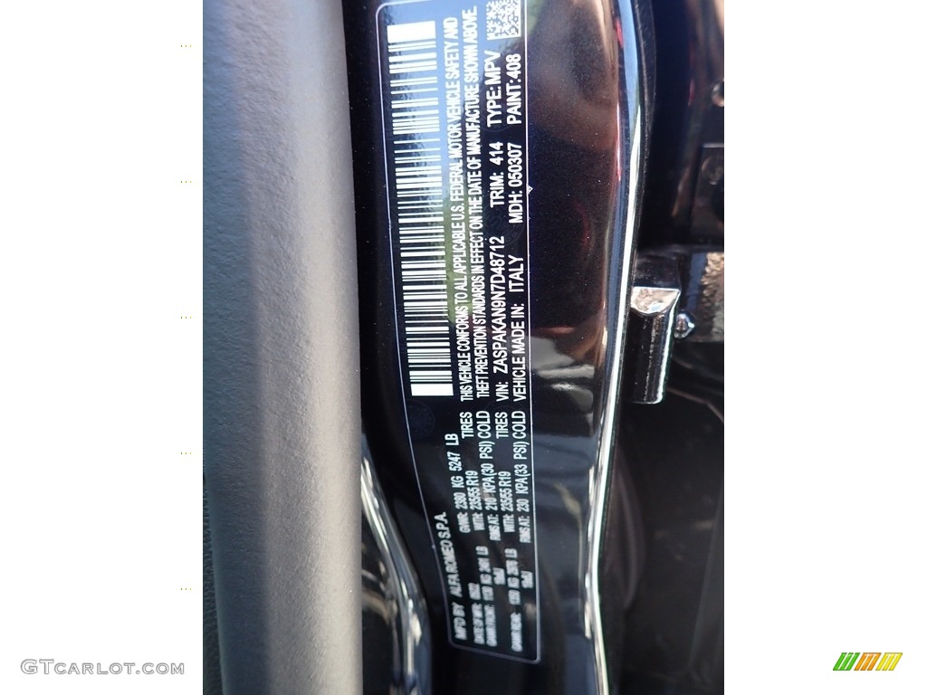 2022 Stelvio Color Code 408 for Vulcano Black Metallic Photo #144433419