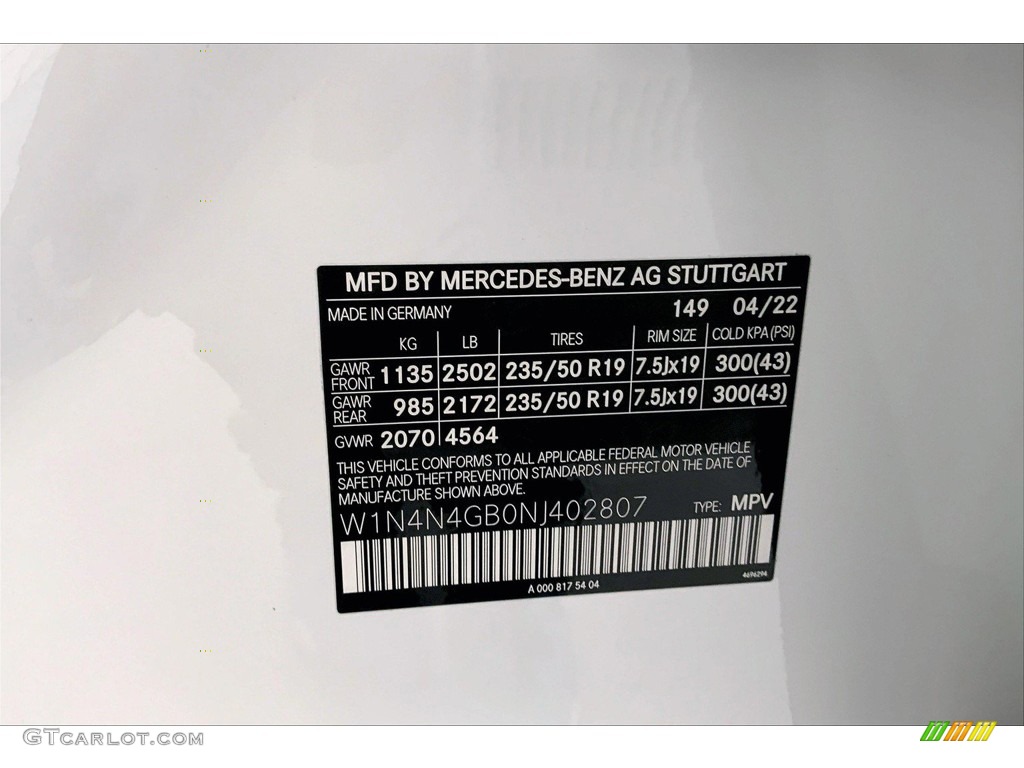 2022 GLA Color Code 149 for Polar White Photo #144440793