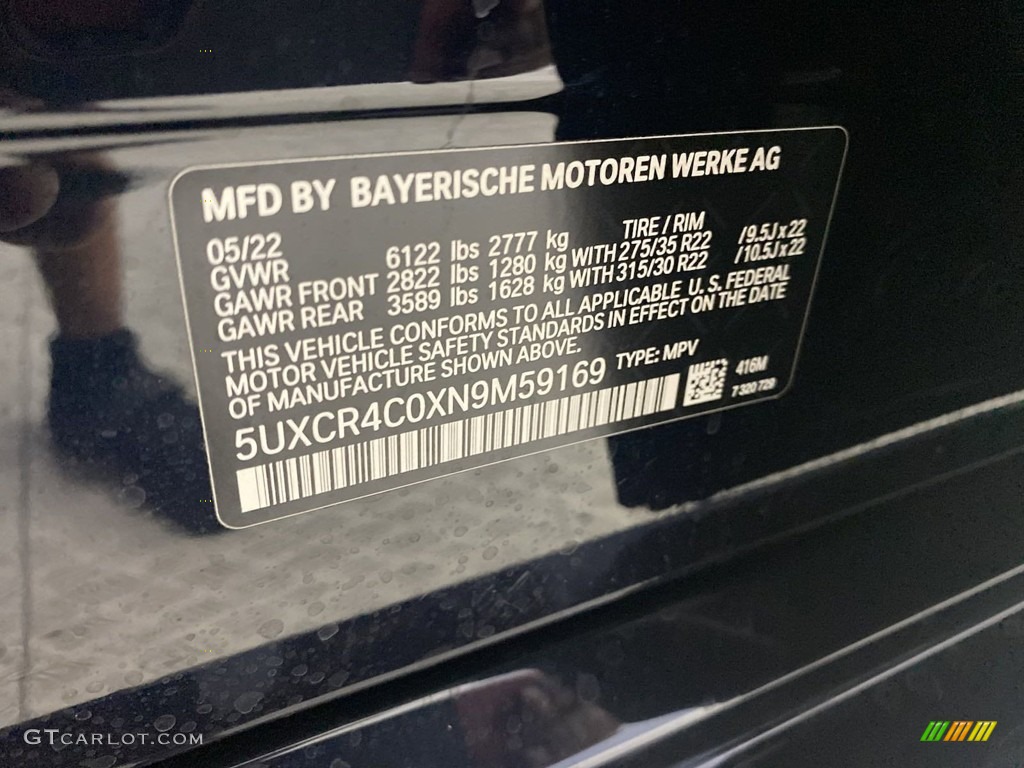 2022 BMW X5 sDrive40i Color Code Photos