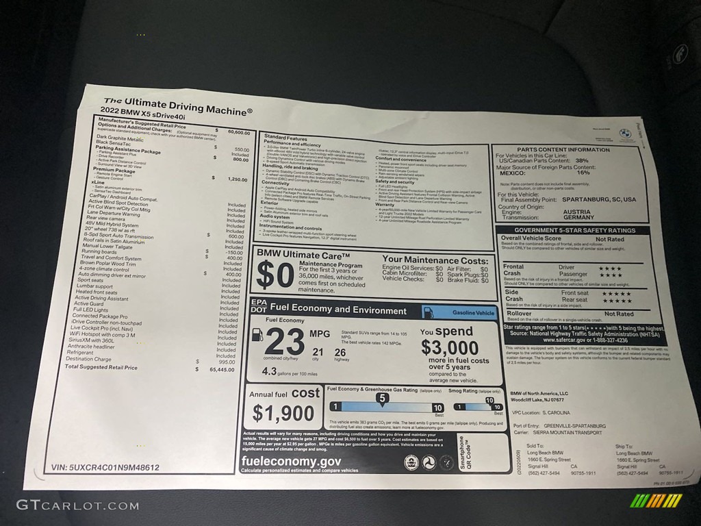 2022 X5 sDrive40i - Dark Graphite Metallic / Black photo #25