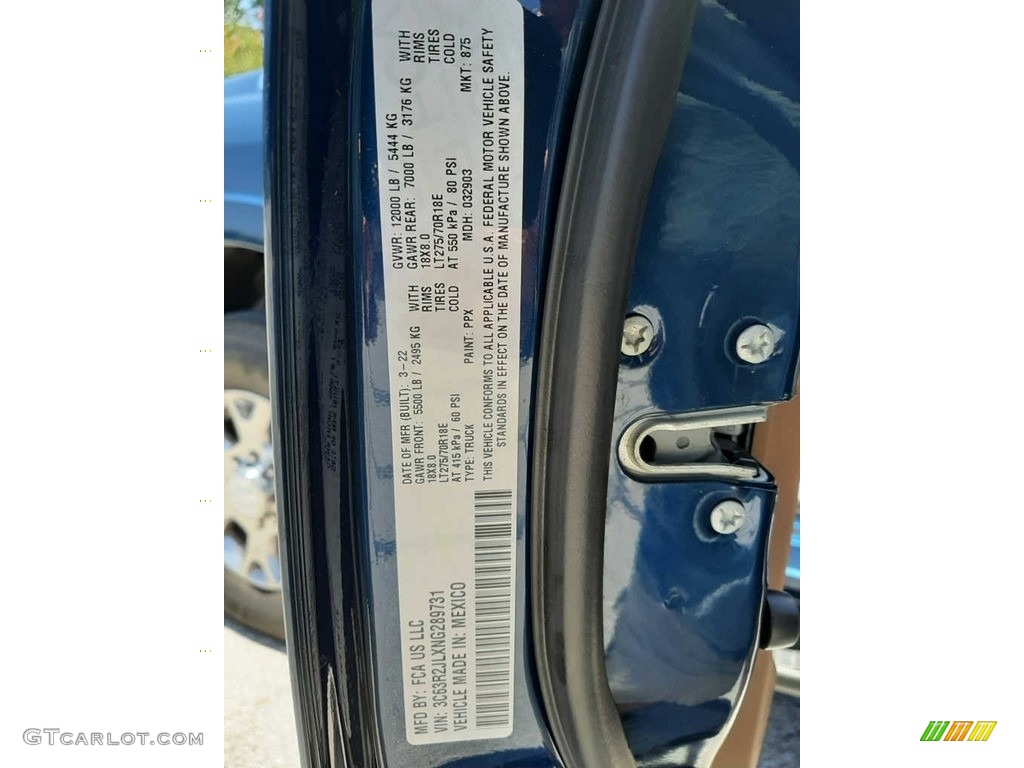 2022 3500 Laramie Crew Cab - Patriot Blue Pearl / Mountain Brown/Light Frost Beige photo #11