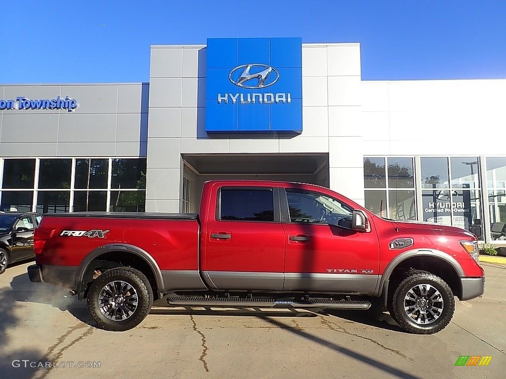 2017 TITAN XD PRO-4X Crew Cab 4x4 - Cayenne Red / Black photo #1