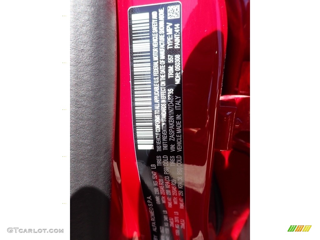 2022 Stelvio Color Code 414 for Alfa Rosso (Red) Photo #144448139