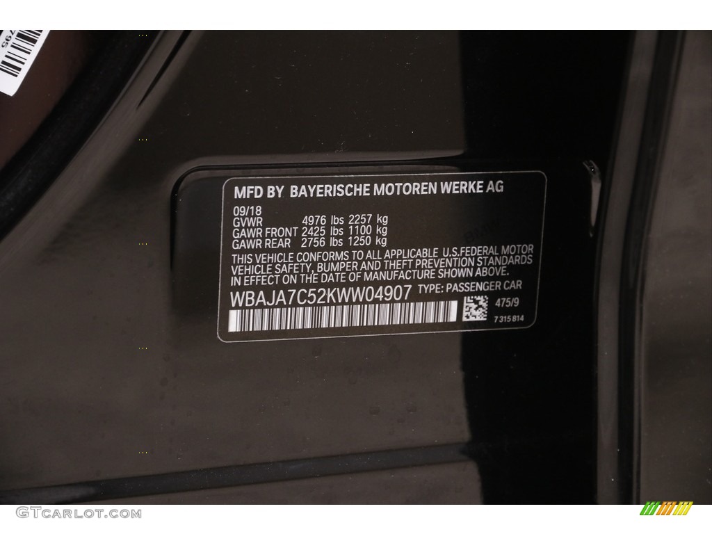 2019 5 Series 530i xDrive Sedan - Black Sapphire Metallic / Cognac photo #24