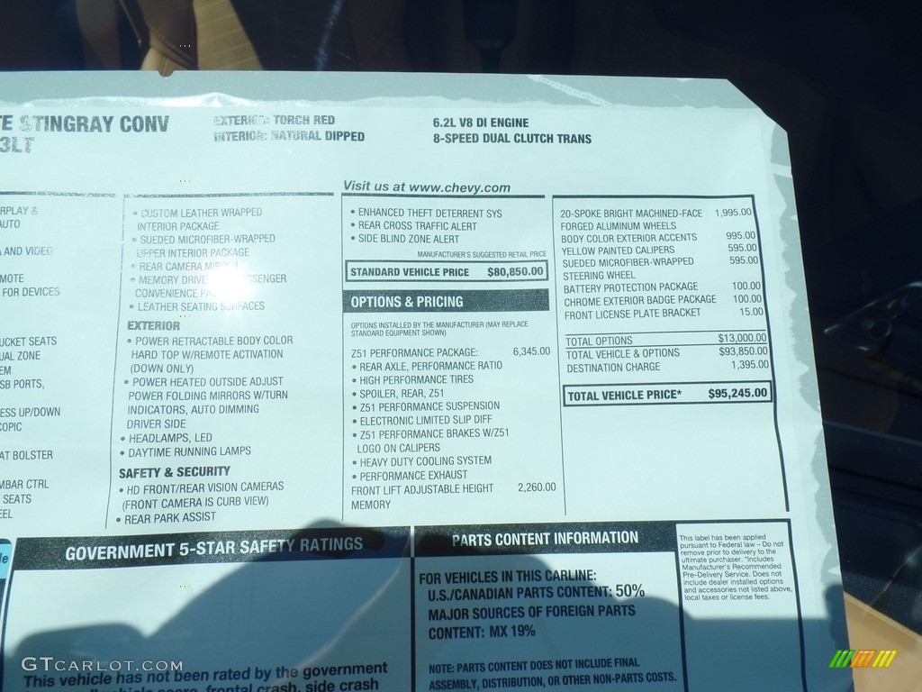 2023 Chevrolet Corvette Stingray Convertible Window Sticker Photo #144453925
