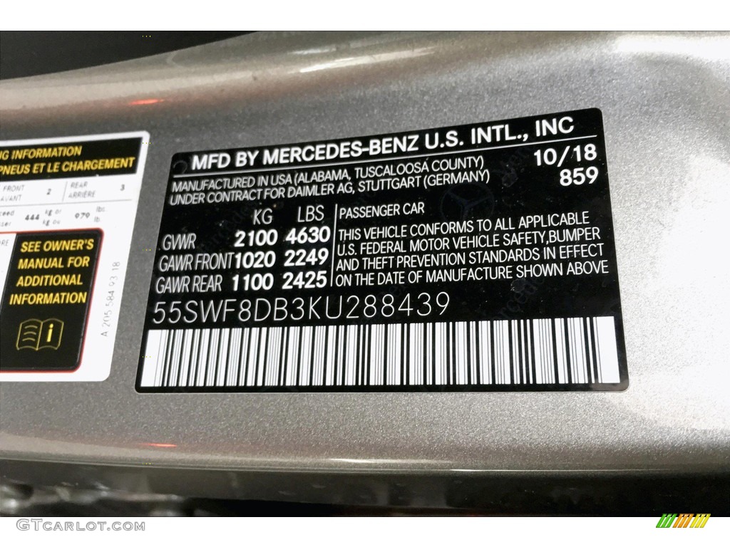 2019 C Color Code 859 for Mojave Silver Metallic Photo #144460090