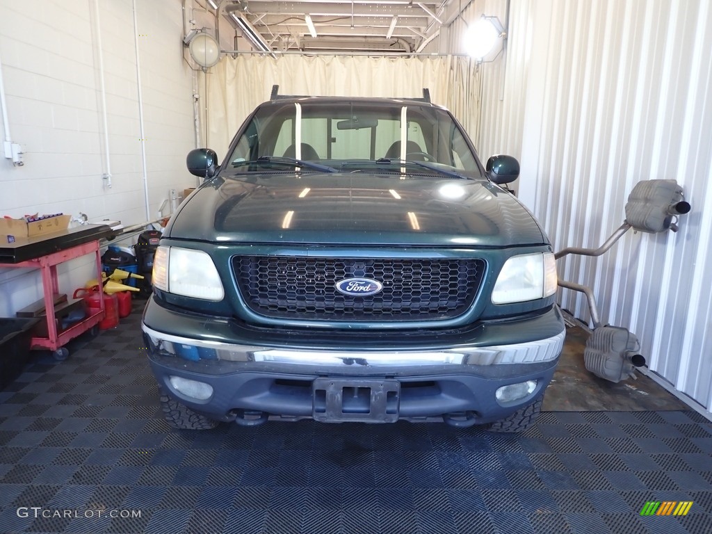 2001 F150 XLT Regular Cab 4x4 - Dark Highland Green Metallic / Medium Graphite photo #2