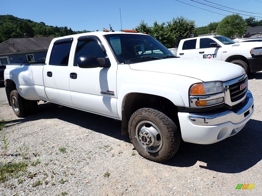 2003 Sierra 3500 SLT Crew Cab 4x4 Dually - Summit White / Dark Pewter photo #4