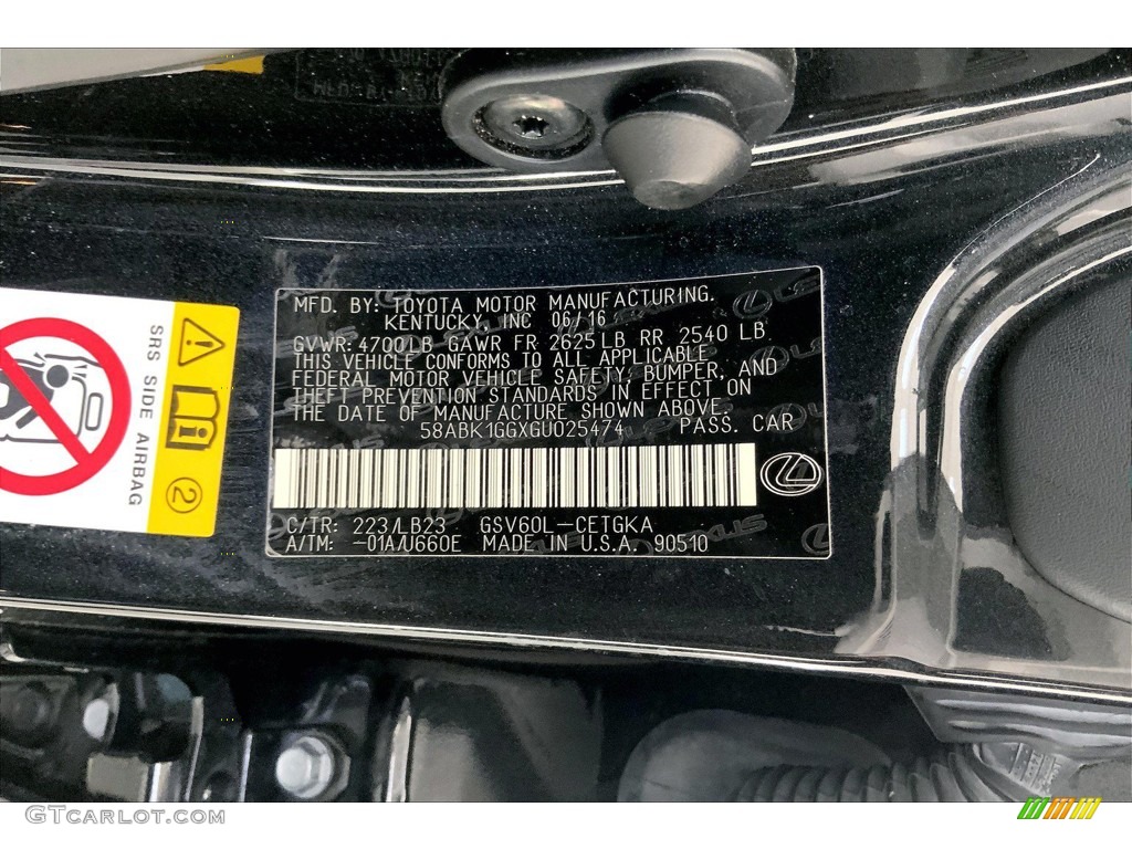 2016 Lexus ES 350 Color Code Photos
