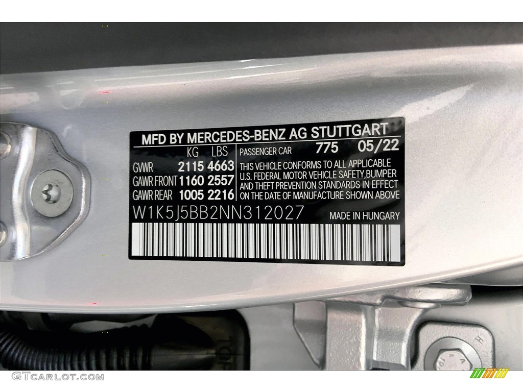 2022 CLA Color Code 775 for Iridium Silver Metallic Photo #144496674
