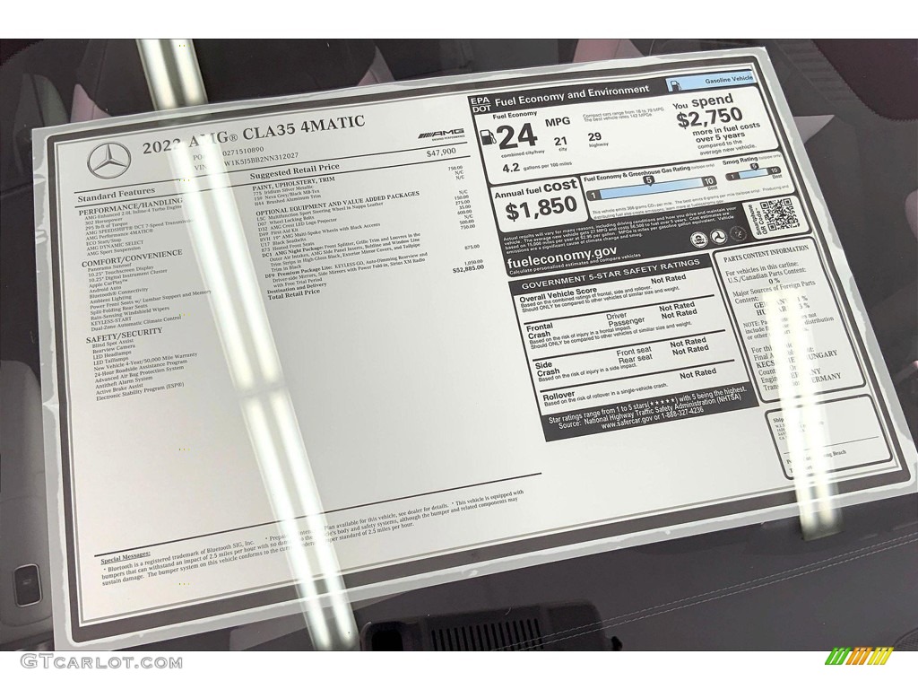 2022 Mercedes-Benz CLA AMG 35 Coupe Window Sticker Photo #144496722