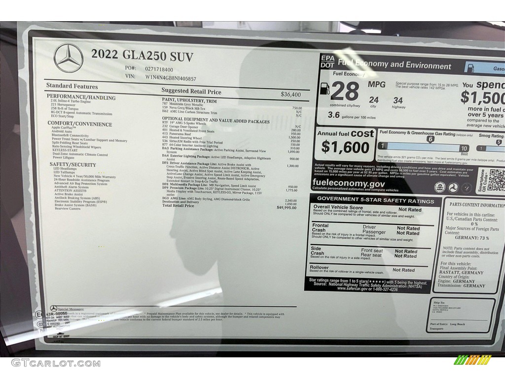 2022 GLA 250 - Mountain Grey Metallic / Neva Gray/Black photo #13