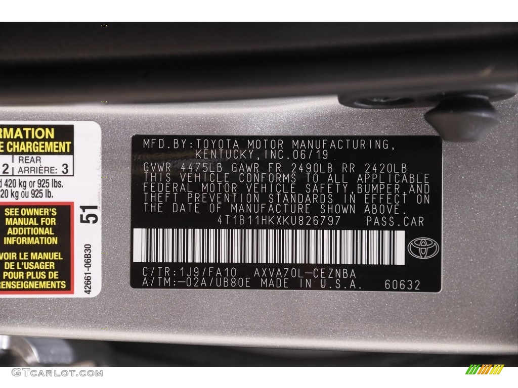 2019 Camry LE - Celestial Silver Metallic / Ash photo #18