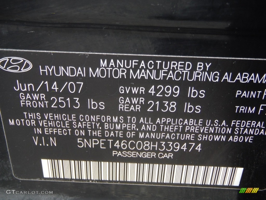 2008 Sonata GLS - Ebony Black / Beige photo #19