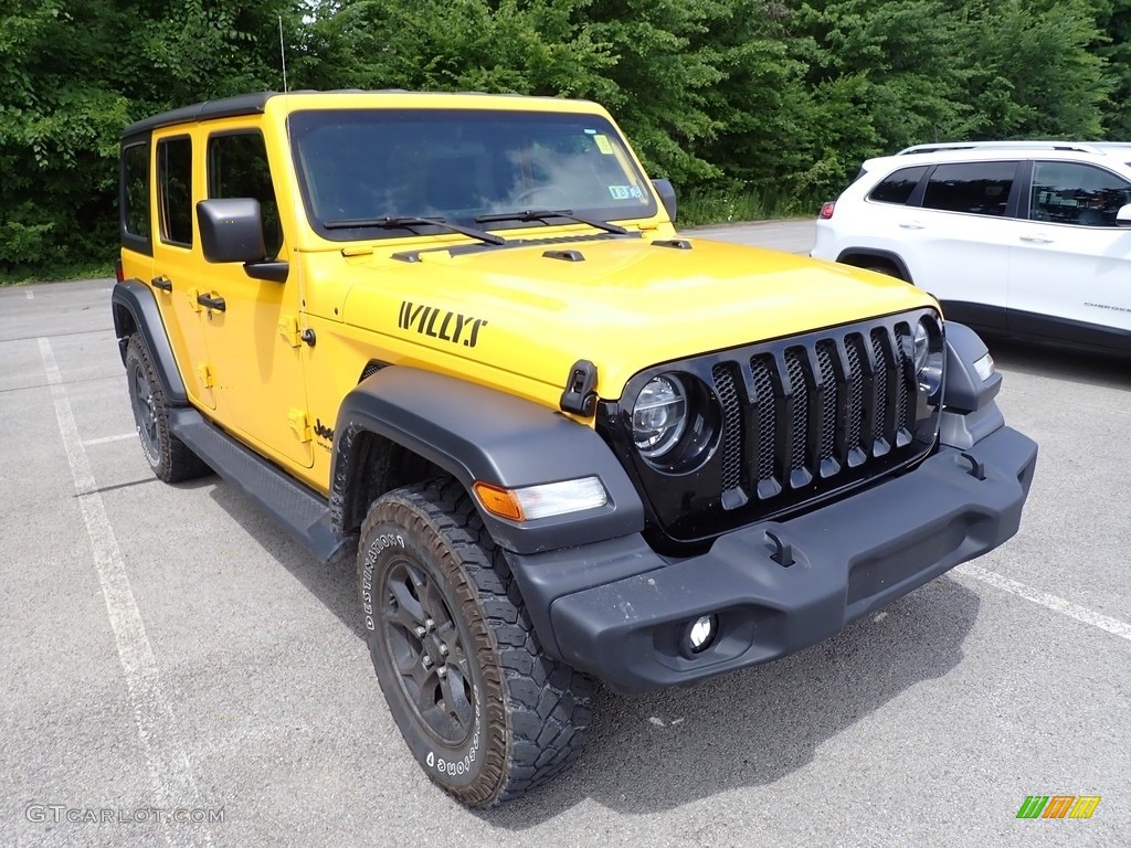 2020 Wrangler Unlimited Willys 4x4 - Hellayella / Black photo #3