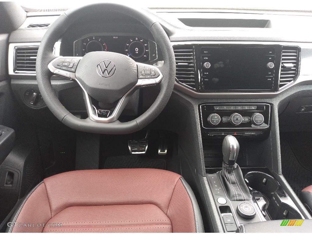 2022 Volkswagen Atlas Cross Sport SEL R-Line 4Motion Dark Burgundy/Titan Black Dashboard Photo #144504942