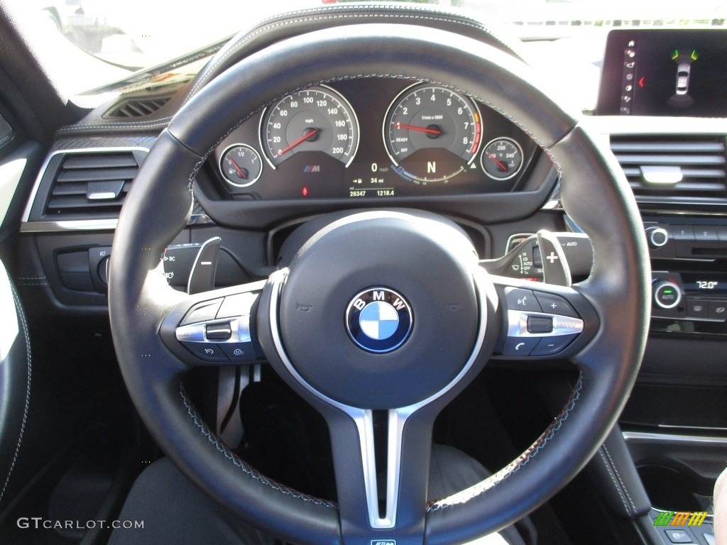 2018 BMW M3 Sedan Black Steering Wheel Photo #144510138