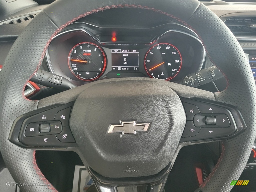 2022 Chevrolet TrailBlazer RS AWD Jet Black w/Red Accents Steering Wheel Photo #144511686