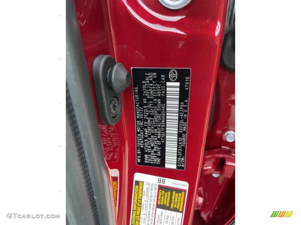2022 Toyota Avalon Limited Color Code Photos