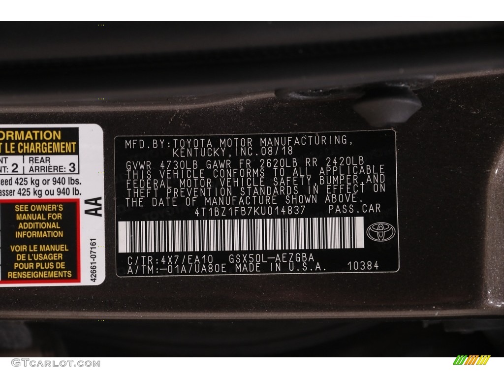 2019 Avalon Color Code 4X7 for Brownstone Photo #144519477