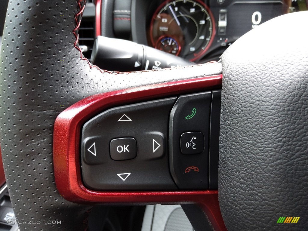2022 Ram 1500 Rebel Crew Cab 4x4 Black/Red Steering Wheel Photo #144519594