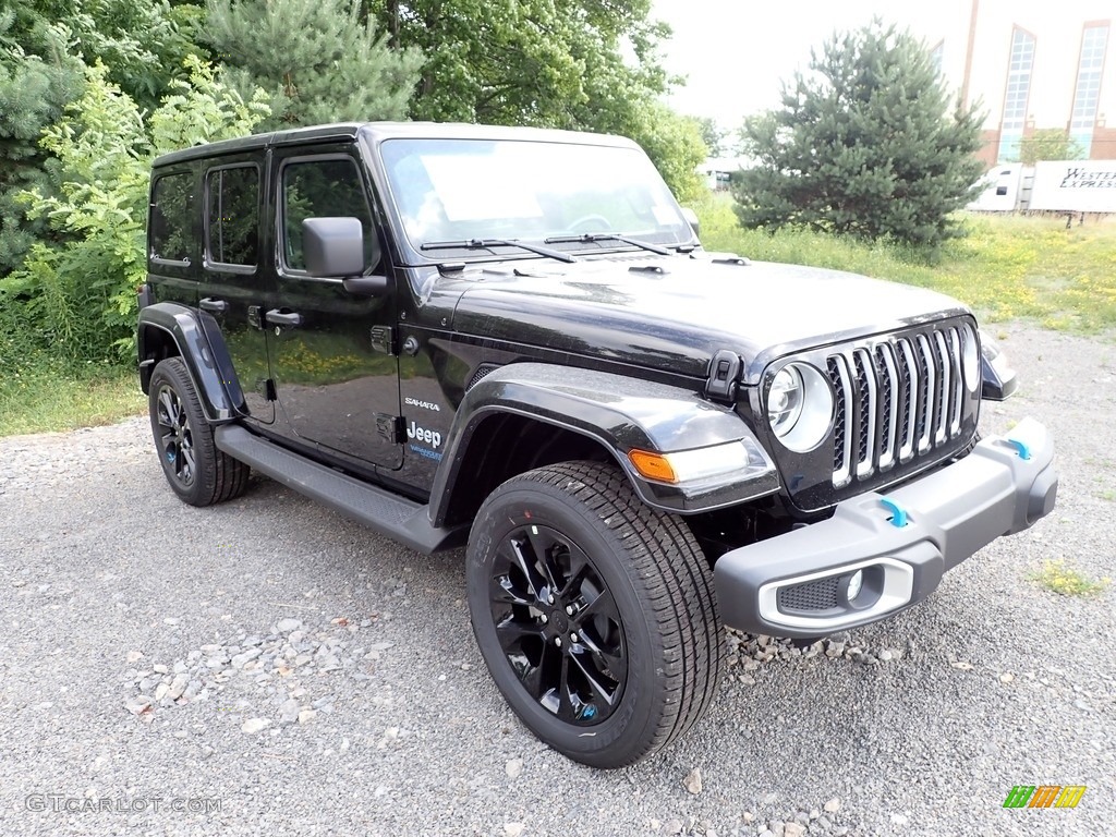 Black 2022 Jeep Wrangler Unlimited Sahara 4XE Hybrid Exterior Photo #144527407