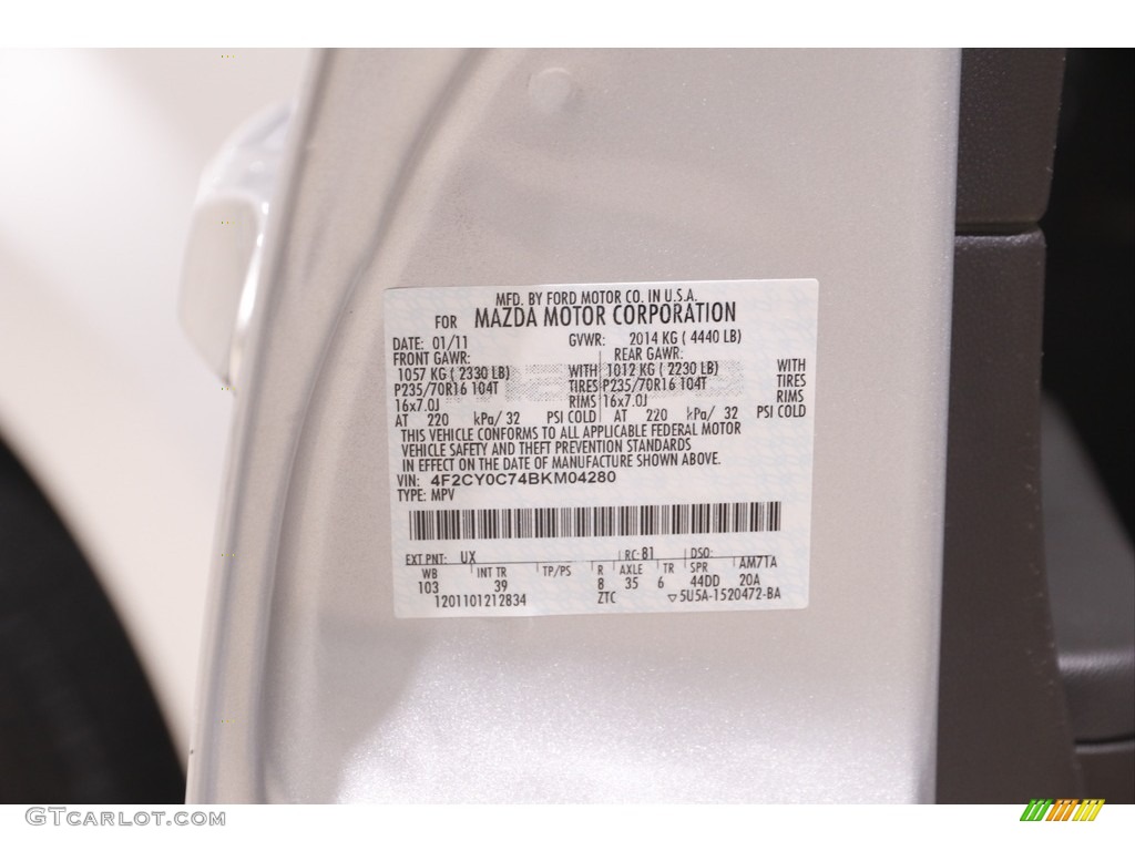 2011 Mazda Tribute i Touring Color Code Photos