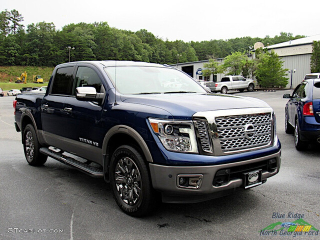 2018 Titan Platinum Reserve Crew Cab 4x4 - Deep Blue Pearl / Platinum Reserve Black/Brown photo #7