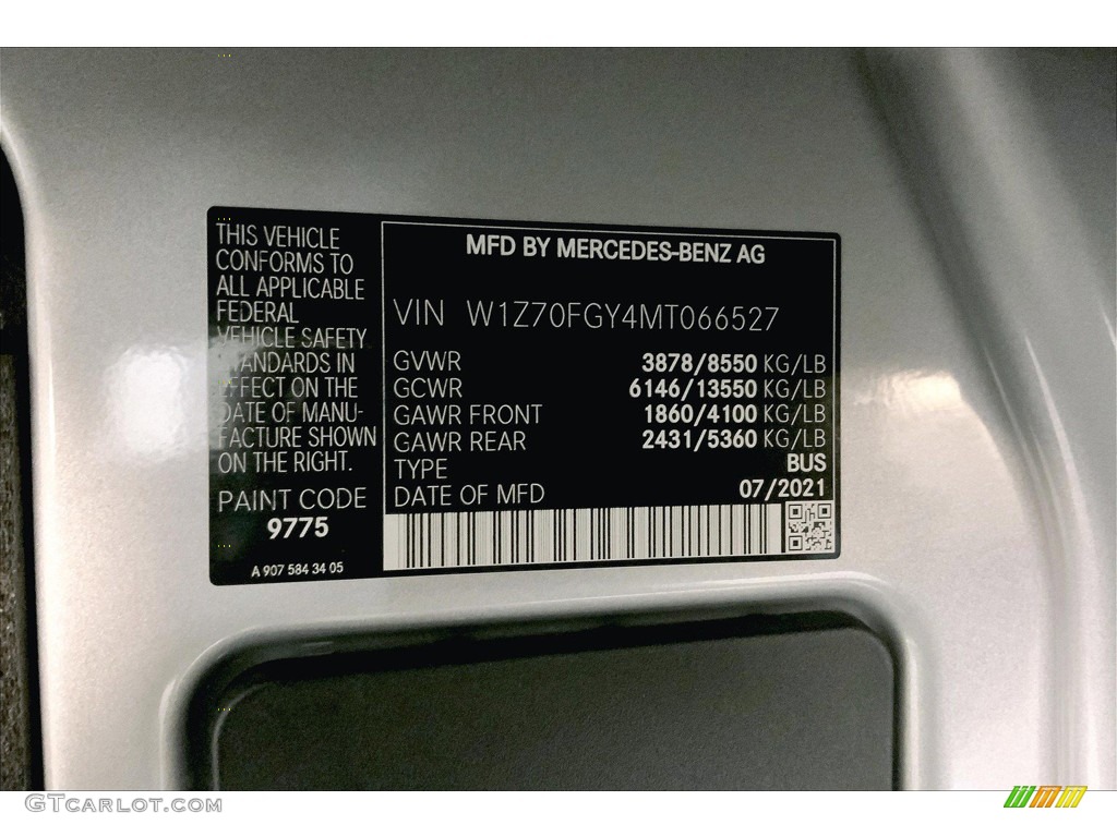 2021 Sprinter Color Code 775 for Iridium Silver Metallic Photo #144540452