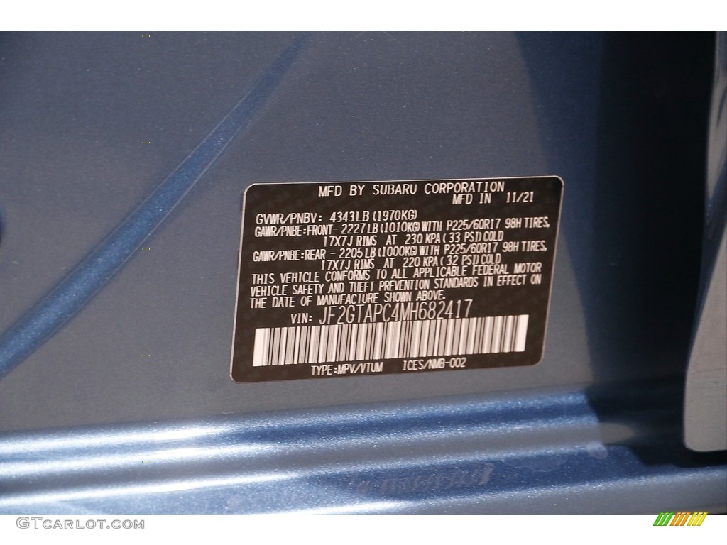 2021 Crosstrek Premium - Horizon Blue Pearl / Black photo #22