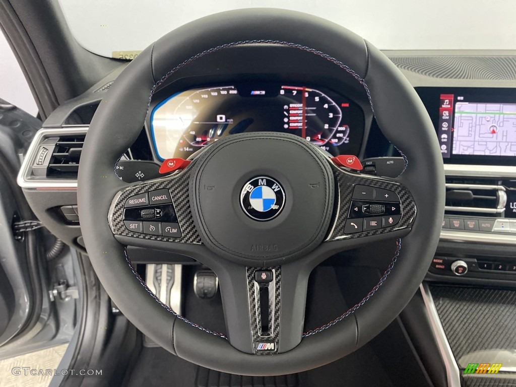 2022 BMW M3 Sedan Kyalami Orange/Black Steering Wheel Photo #144546497