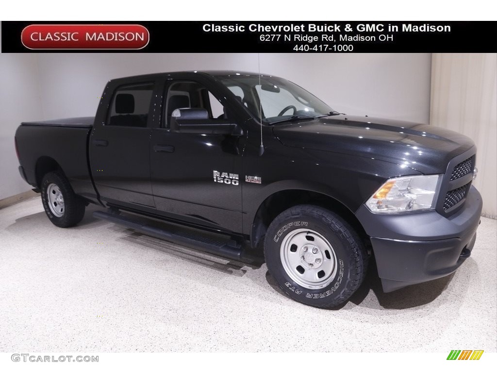 2018 1500 Tradesman Crew Cab 4x4 - Brilliant Black Crystal Pearl / Black/Diesel Gray photo #1