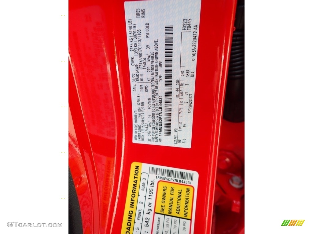 2022 Bronco Color Code PQ for Race Red Photo #144549666