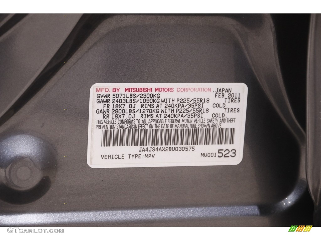 2011 Outlander XLS - Graphite Gray Pearl / Black photo #19