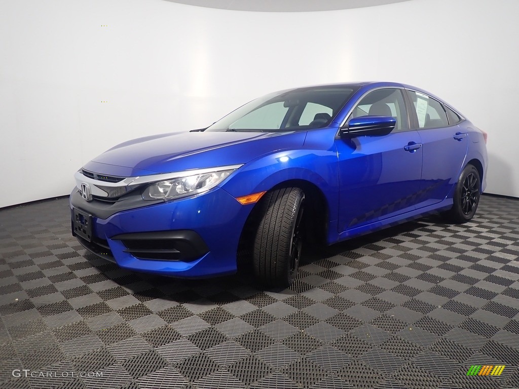 2018 Civic LX Sedan - Aegean Blue Metallic / Black photo #8