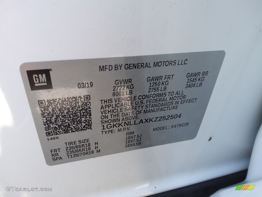 2019 Acadia SLE - White Frost Tricoat / Jet Black photo #29