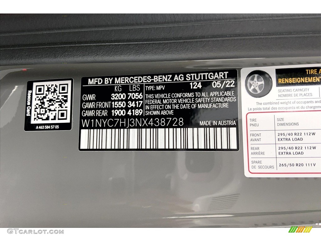 2022 G Color Code 124 for Arabian Gray Photo #144556513