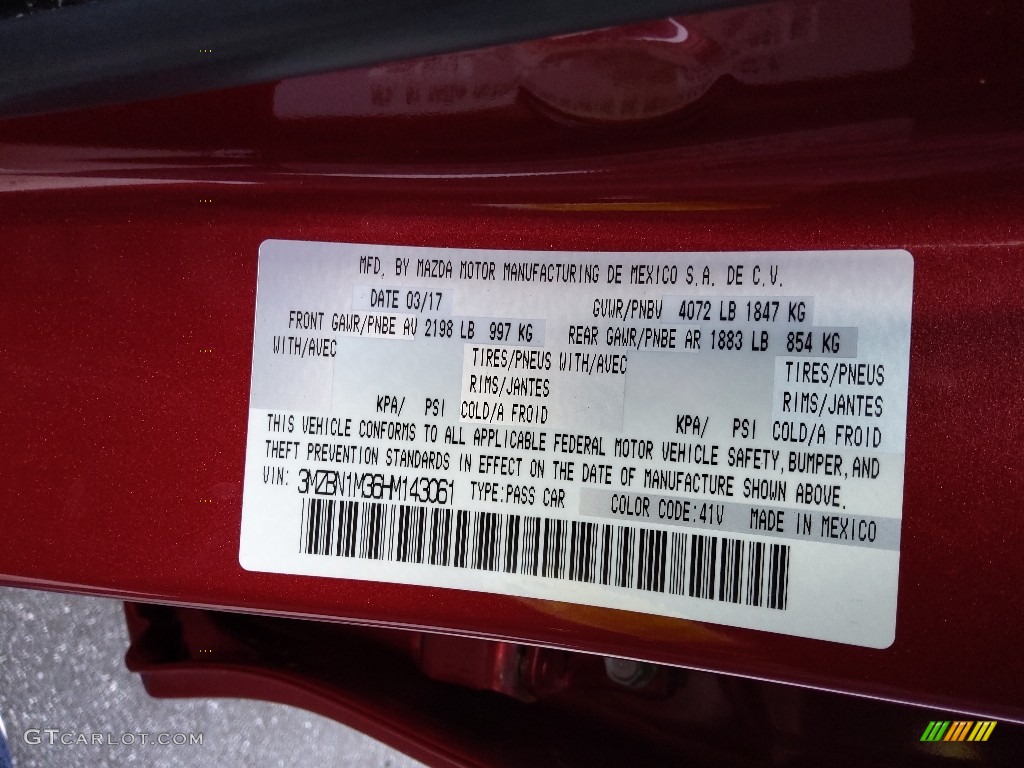 2017 Mazda MAZDA3 Grand Touring 5 Door Color Code Photos