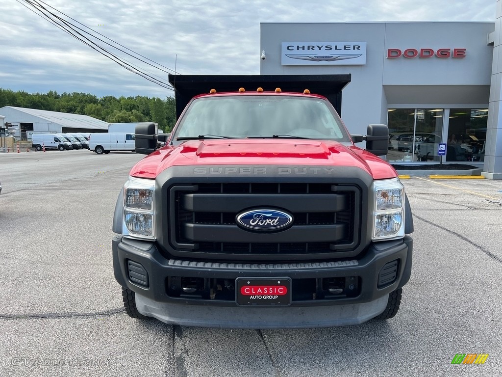 2011 F550 Super Duty XL Regular Cab 4x4 Dump Truck - Vermillion Red / Steel Grey photo #2