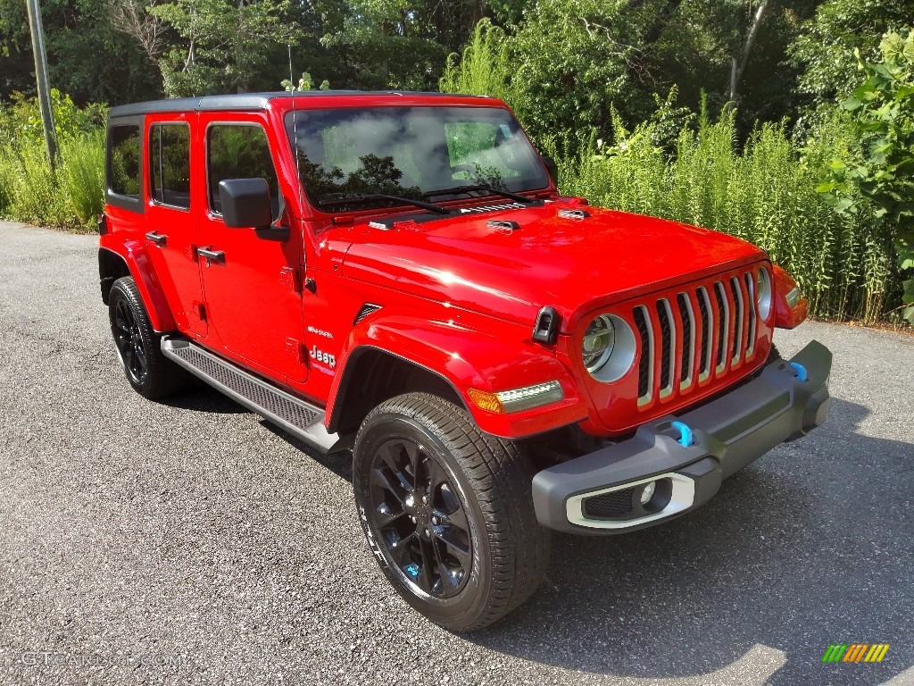 Firecracker Red 2022 Jeep Wrangler Unlimited Sahara 4XE Hybrid Exterior Photo #144563847