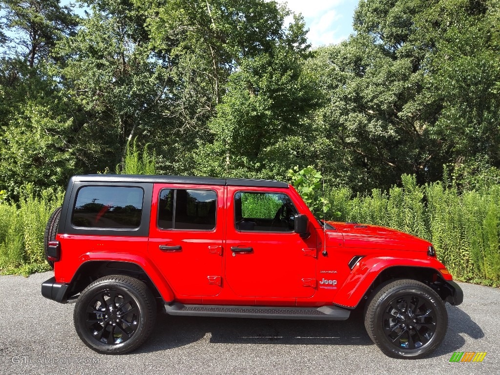 Firecracker Red 2022 Jeep Wrangler Unlimited Sahara 4XE Hybrid Exterior Photo #144563871