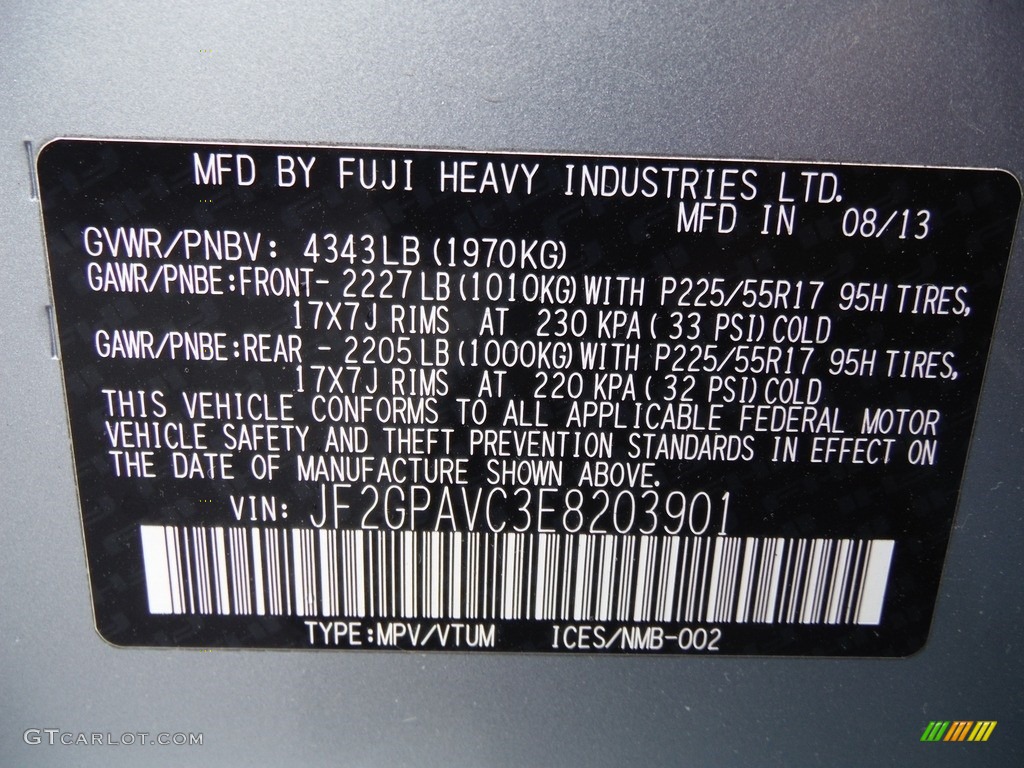 2014 XV Crosstrek 2.0i Premium - Ice Silver Metallic / Black photo #33