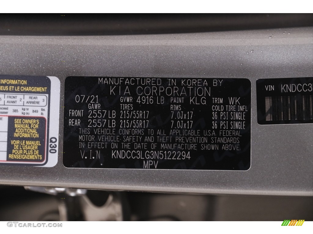 2022 Kia Niro EV Color Code Photos