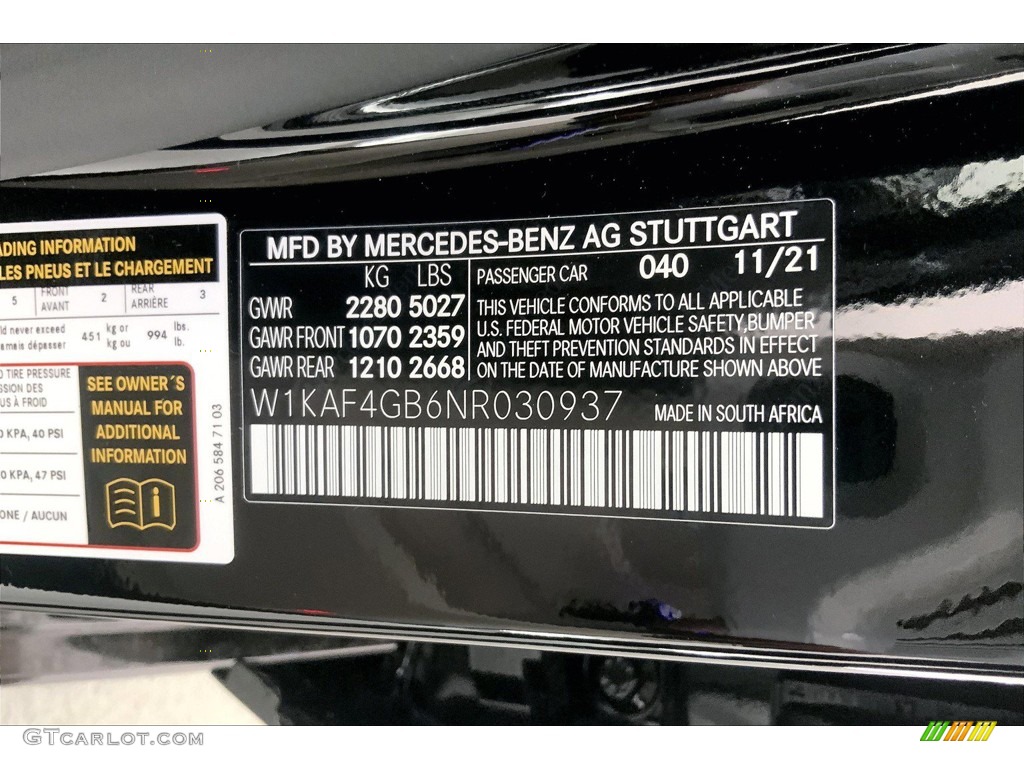 2022 C Color Code 040 for Black Photo #144569782